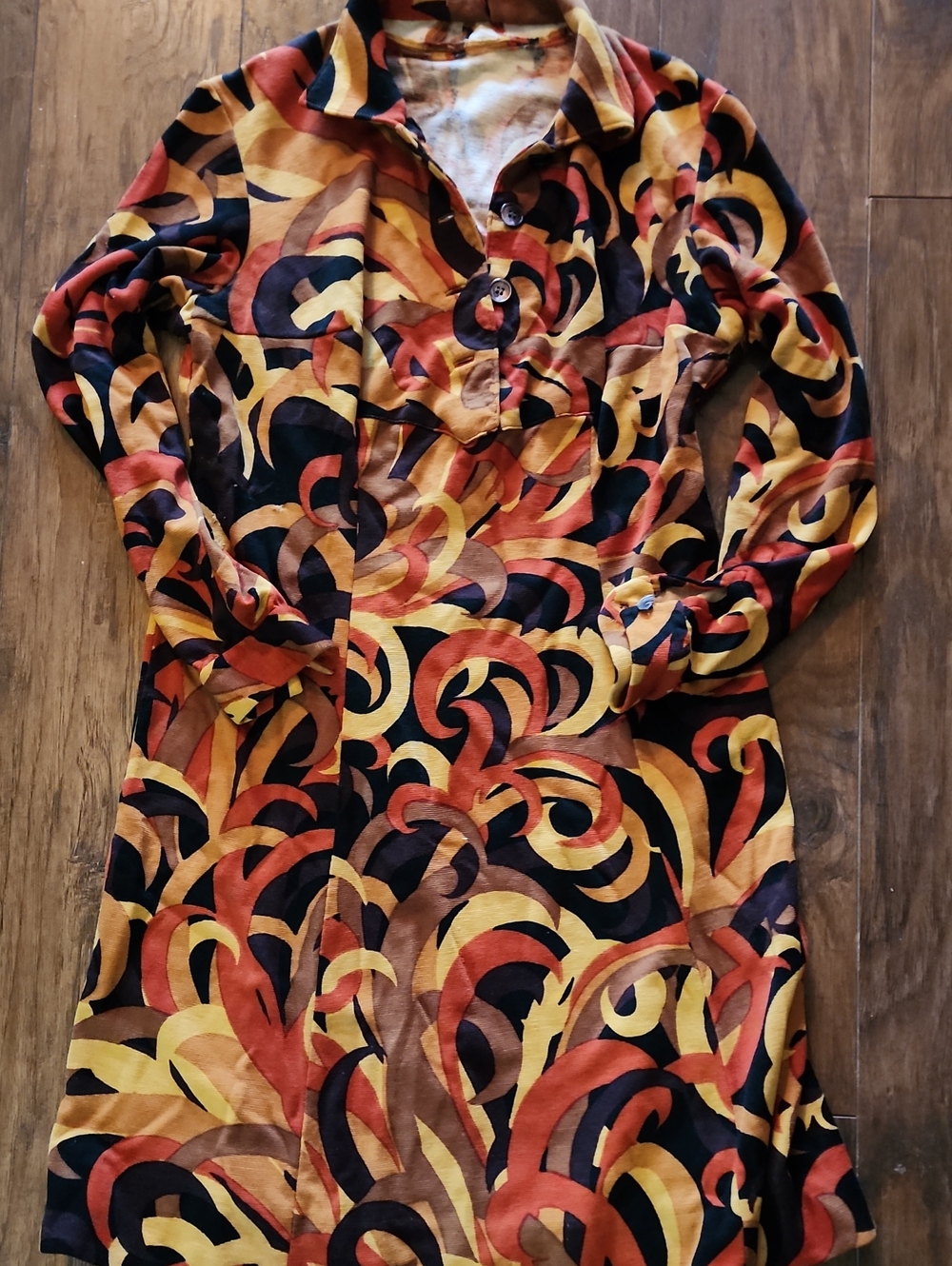 Women’s Long Sleeve Patterned Polo Dress - Multi-Color